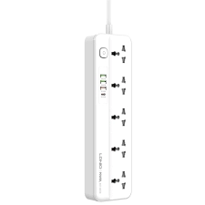 Сетевой фильтр LDNIO SC5415 Fast Charging Power Strip 2500W, 5 розеток, 4 USB, 2м (white)