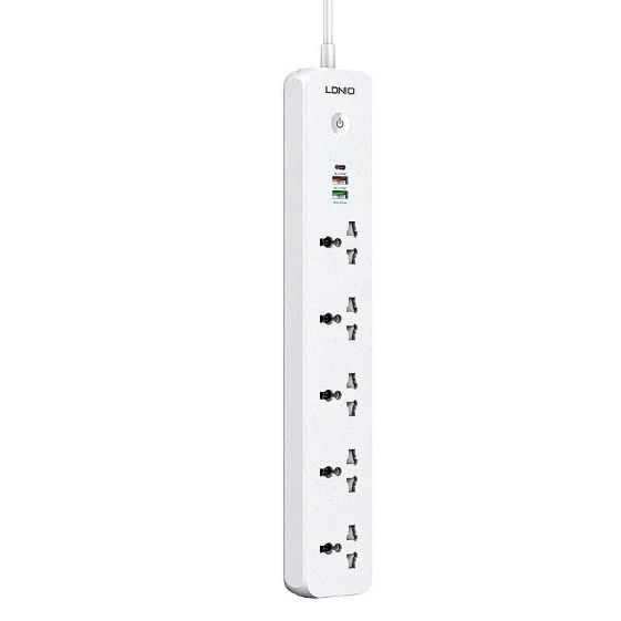 Сетевой фильтр LDNIO SC5319, 2500W, 5 розеток, 2xUSB-A, 1xPD, 2м (white)