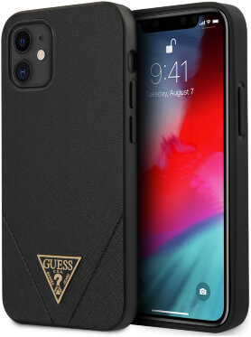 Чехол CG Mobile Guess PU Saffiano Triangle metal logo Hard для iPhone 12 mini, цвет Черный (GUHCP12SVSATMLBK)