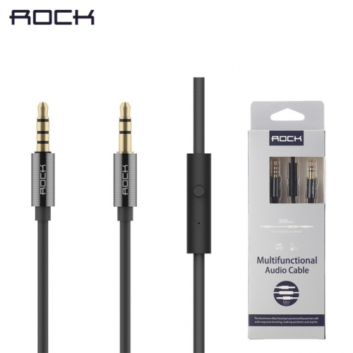 Кабель AUX 3.5mm Rock Multifunctional Audio Cable с пультом 800mm space gray