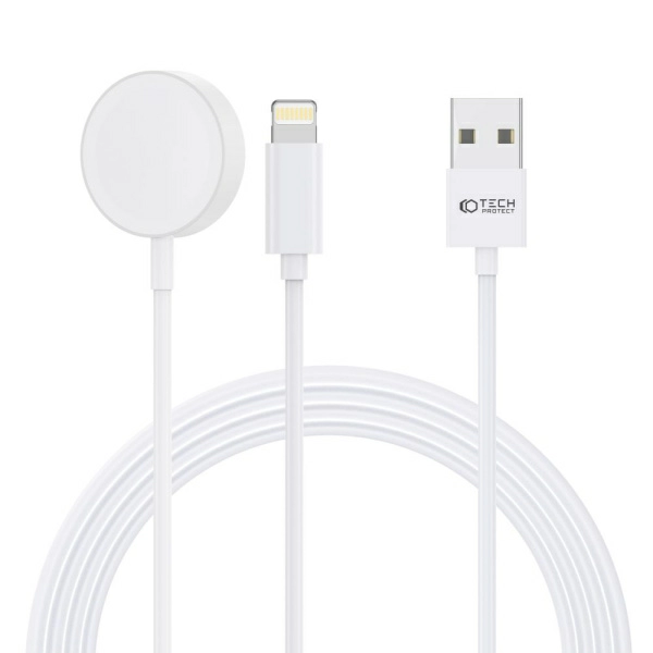 Сетевое зарядное устройство Tech-Protech Ultraboost 2 in 1 Magnetic Charging Cable & Lightning 150см для Apple Watch, white