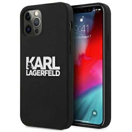 Чехол CG Mobile Karl Lagerfeld Liquid silicone stack logo Hard для iPhone 12 Pro Max, цвет Черный (KLHCP12LSLKLRBK)