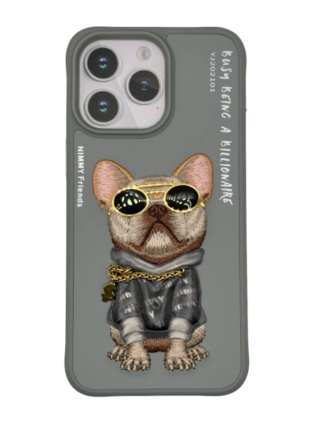 Чехол Nimmy Cool Glasses для iPhone 15 Pro, Gray Little Rich Tycoon