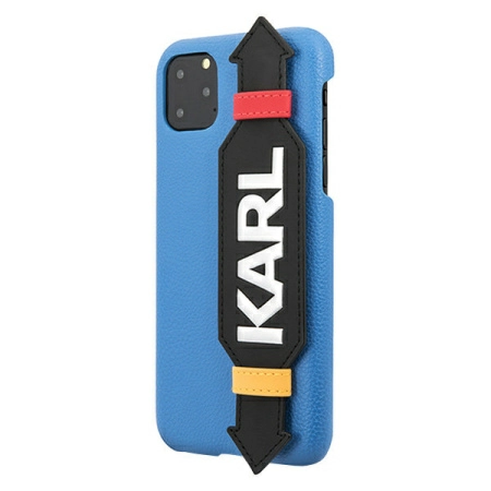 Чехол Lagerfeld PU Leather Strap Karl Logo Hard для 11 Pro Max, с ремешком, синий (KLHCN65HDAWBL)