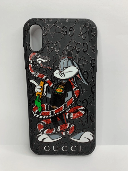 Чехол силиконовый для iPhone XR supreme Bunny 3, цвет Черный