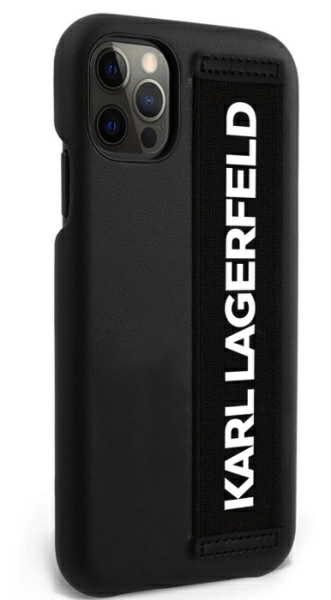 Чехол CG Mobile Karl Lagerfeld PU with Elastic Strap Hard для iPhone 12/12 Pro, цвет Черный (KLHCP12MSTKLBK)
