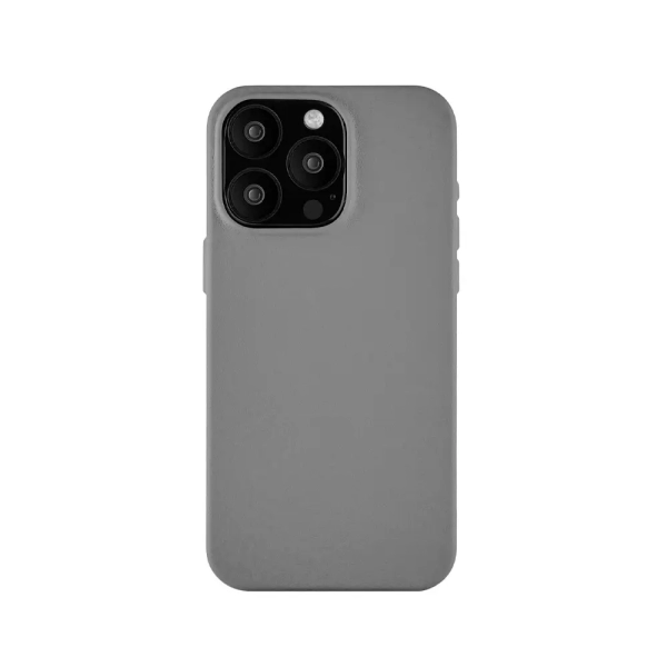 uBear чехол кожаный для iPhone 15 Pro Max Capital Leather MagSafe (серый)