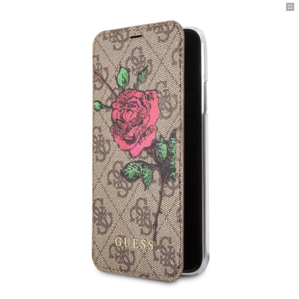 Чехол-книжка CG Mobile Guess Flower Desire 4G Booktype PU/Roses для iPhone X/XS, цвет Коричневый (GUFLBKPX4GROB)