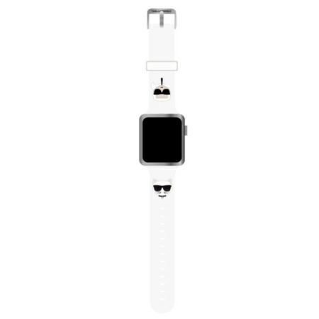 Ремешок Karl Lagerfeld Silicone Karl and Choupette heads для Apple Watch 41/40/38 mm, цвет белый (KLAWMSLCKW)
