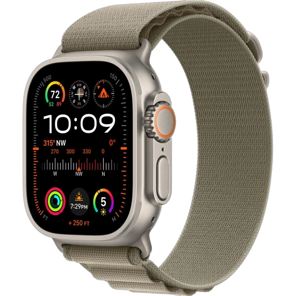 Apple Watch Ultra 2 49 мм корпус из титана ремешок Alpine Loop оливкового цвета