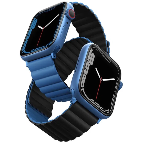 Силиконовый ремень Uniq Revix reversible Magnetic для Apple Watch 41/40/38mm, Blue/Black (41MM-REVBLUBLK)