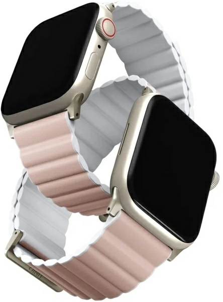 Силиконовый ремень Uniq Revix reversible Ed. Leather/Silicone для Apple Watch 41/40/38mm, Blush Punk/White (41MM-REVPBPNKWHT)
