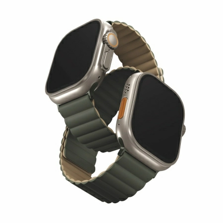Ремешок Uniq Revix reversible Magnetic для Apple Watch 49/45/44/42 mm, цвет Green/Tan (49MM-REVMGRNTAN)