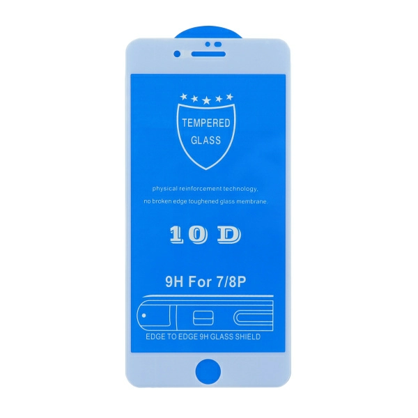 Защитно стекло 3D для iPhone 7Plus/8plus Tempered Glass белое 0.33 мм (ударопрочное)