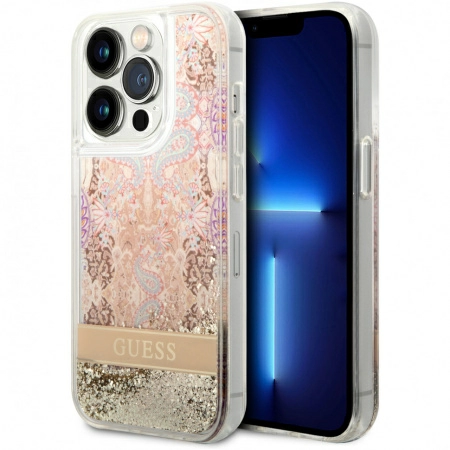Чехол CG Mobile Guess Liquid Glitter Paisley Hard для iPhone 14 Pro Max, цвет Золотой (GUHCP14XLFLSD)
