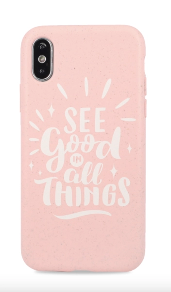 Чехол для iPhone XS Max Fresh Биоразлогаемый силикон See good in all things, цвет Розовый