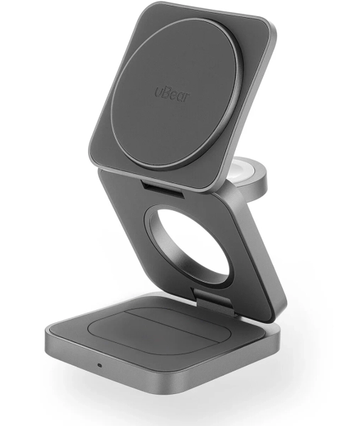 Беспроводное зарядное устройство uBear Balance 3in1 Magnetic Wireless Charger, цвет:серый