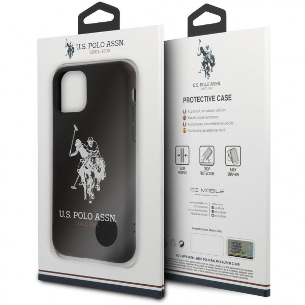 Чехол CG Mobile U.S. Polo Assn Liquid silicone Big horse Hard для iPhone 11 Pro Max, цвет Черный (USHCN65SLHRBK)