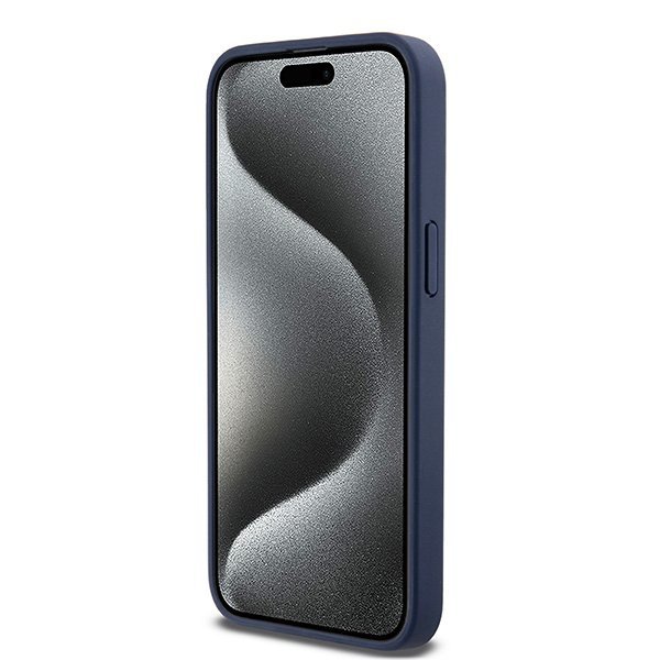 Чехол DKNY PU Repeat texture Tonal stripe Metal logo Hard Blue для iPhone 15 Pro Max, синий