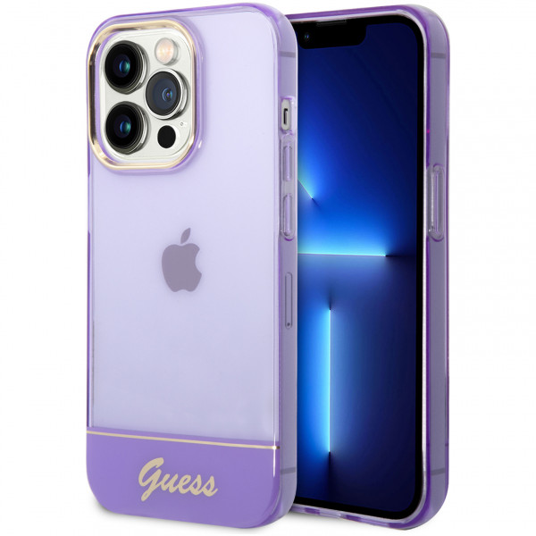 Чехол CG Mobile Guess PC/TPU Translucent w Electoplated camera Hard для iPhone 14 Pro Max, цвет Сиреневый (GUHCP14XHGCOU)