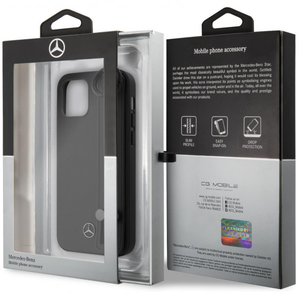 Чехол CG Mobile Mercedes Genuine Leather with Hand Strap Hard для iPhone 12 mini, цвет Черный (MEHCP12SLSSBK)