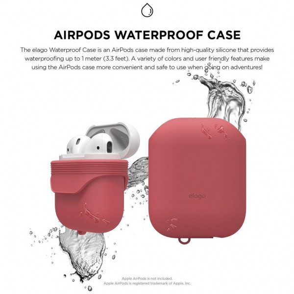 Водонепроницаемый чехол Elago Waterproof Case для AirPods, цвет "Итальянская роза" (EAPWF-BA-IRO)