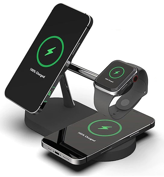 Беспроводная док-станция 5in1 Magnetic MagSafe Wireless Charger [15W], Black