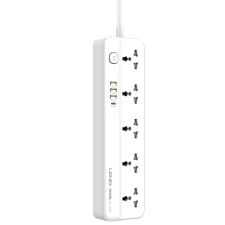 Сетевой фильтр LDNIO SC5415 Fast Charging Power Strip 2500W, 5 розеток, 4 USB, 2м (white)