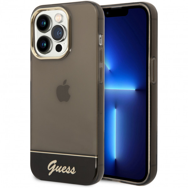 Чехол CG Mobile Guess PC/TPU Translucent w Electoplated camera Hard для iPhone 14 Pro Max, цвет Черный (GUHCP14XHGCOK)