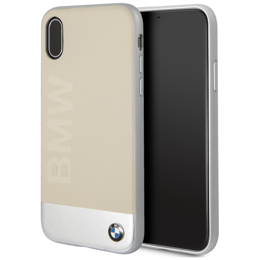 Чехол CG Mobile BMW Signature Bi-material Hard Leather/Aluminium для iPhone X/XS, цвет Бежевый/Серебристый (BMHCPXSGLALBE)