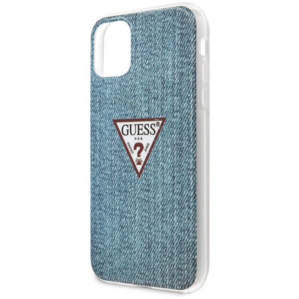 Чехол CG Mobile Guess PC/TPU Denim Triangle logo для iPhone 11, цвет Светло-синий (GUHCN61PCUJULLB)