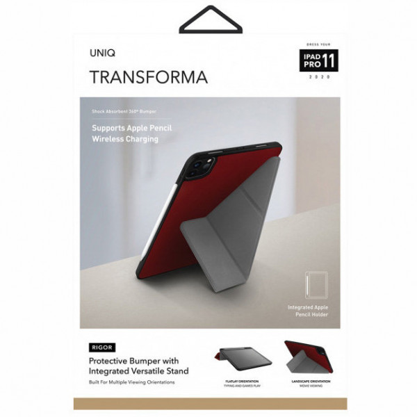 Чехол Uniq Transforma Rigor для iPad Pro 11" (2020) с отсеком для стилуса, цвет Красный (NPDP11(2020)-TRIGRED)