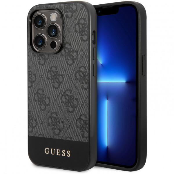 Чехол CG Mobile Guess PC/TPU 4G Stripe w Metal logo Hard для iPhone 14 Pro Max, цвет Серый (GUHCP14XG4GLGR)