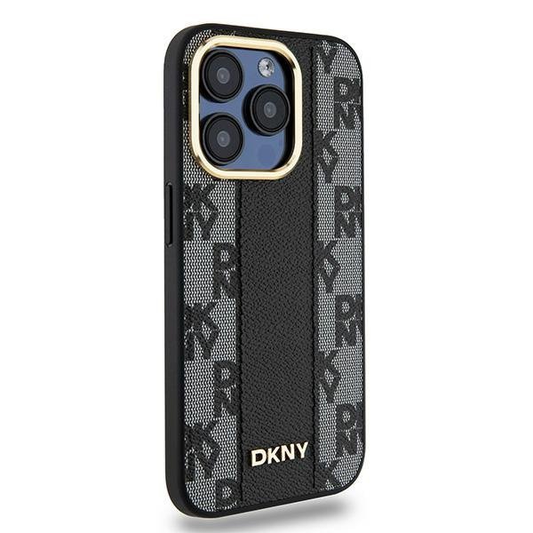 Чехол DKNY PU Checkered Metal logo Hard Black (MagSafe) для iPhone 15 Pro Max, чёрный