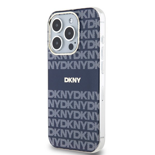 Чехол DKNY PC/TPU Repeat texture Tonal stripe Hard Blue (MagSafe) для iPhone 15 Pro Max, синий