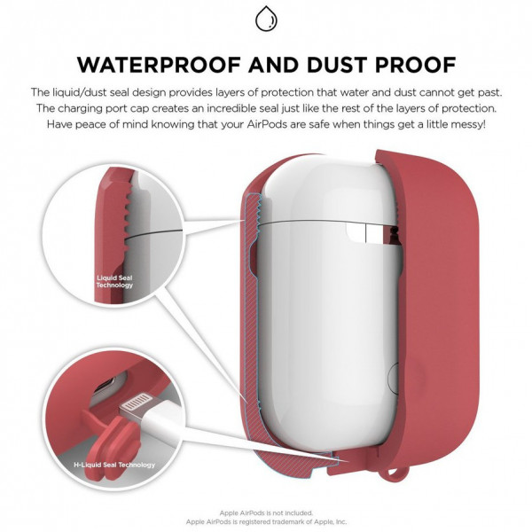 Водонепроницаемый чехол Elago Waterproof Case для AirPods, цвет "Итальянская роза" (EAPWF-BA-IRO)