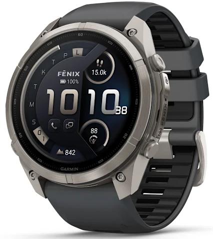 Умные часы Garmin Fenix 9 Pro AMOLED 51мм inReach, титан с графитово-черным силиконовым ремешком