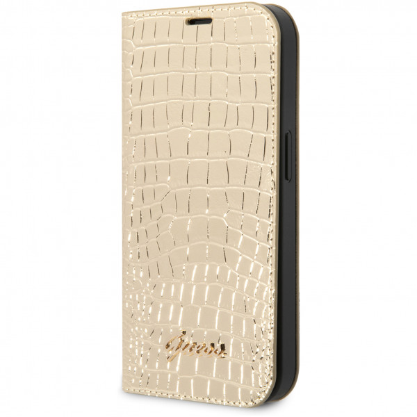 Чехол-книжка CG Mobile Guess PU Croco with metal logo Booktype для iPhone 14 Pro Max, цвет Золотой