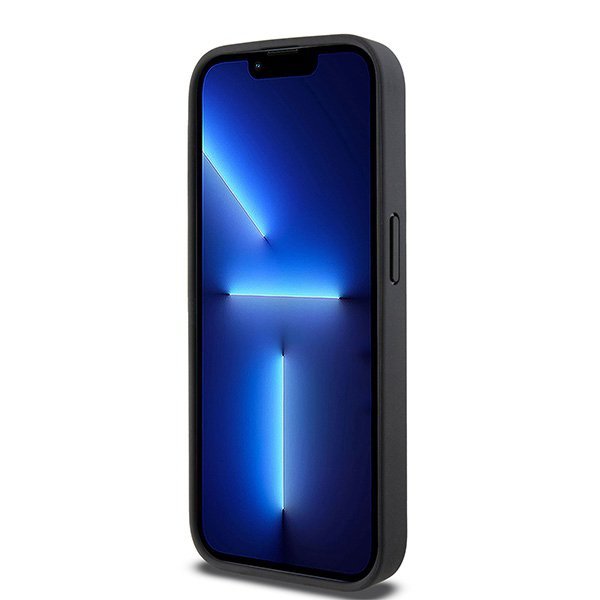 Чехол DKNY PU Checkered Printed stripes Metal logo Hard Black для iPhone 15 Pro, чёрный