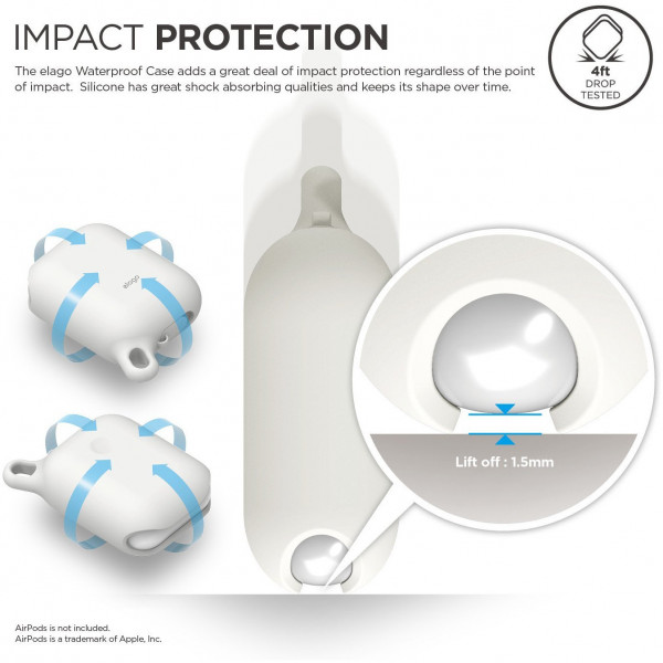 Водонепроницаемый чехол Elago Waterproof Hang Case для AirPods 2, цвет Белый (EAPWF-WH)