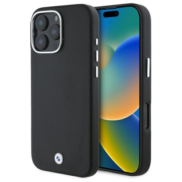 Чехол BMW Signature PU Full Wrapped Metal logo & Camera Hard Black (MagSafe) для iPhone 16 Pro Max, черный