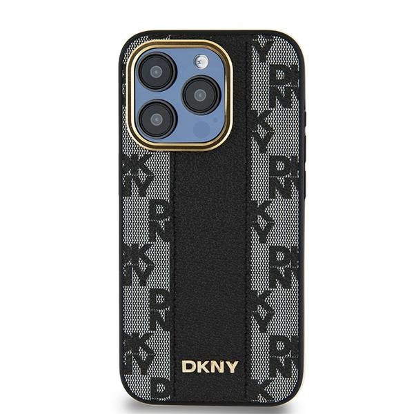 Чехол DKNY PU Checkered Metal logo Hard Black (MagSafe) для iPhone 15 Pro Max, чёрный