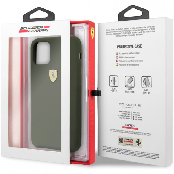 Чехол CG Mobile Ferrari On-Track Silicone case Hard для iPhone 11, цвет "Полночный зеленый" (FESSIHCN61MG)