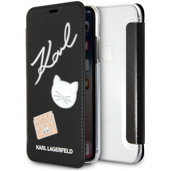 Чехол-книжка CG Mobile Karl Lagerfeld Embossed Pins Booktype PU для iPhone X/XS, цвет Черный (KLFLBKPXPPIN)