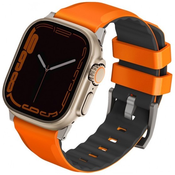 Ремешок Uniq для Apple Watch 49/45/44/42 mm ремешок Linus Airosoft silicone strap Volt Orange (49MM-LINUSVORG)