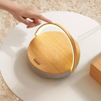 Колонка с беспроводной зарядкой Xiaomi Ezvalo Wireless Charging Music Desk Lamp LYYD01 Wood