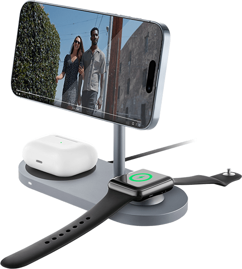 Беспроводное зарядное устройство uBear  Stage 3in1 Magnetic wireless charger, цвет: серый (WL07SG31-AD)