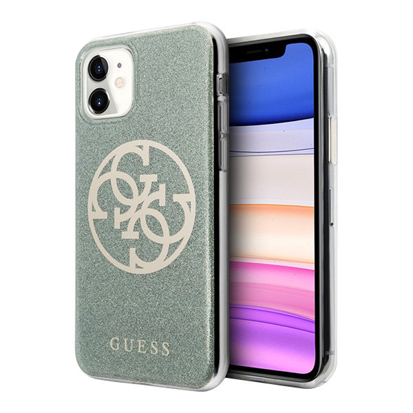 Чехол Guess для iPhone 11 Circle Logo Hard PC/TPU Glitter Green, цвет Зеленый