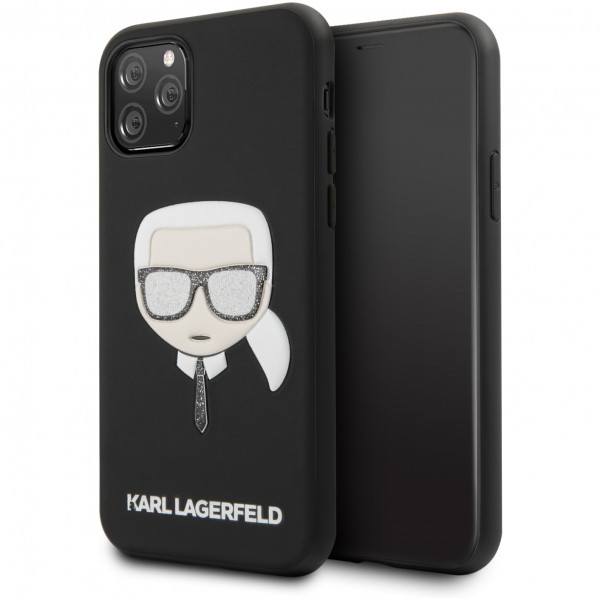 Чехол CG Mobile Karl Lagerfeld PU Leather Iconic Karl Hard Glitter для iPhone 11 Pro, цвет Черный (KLHCN58GLBK)