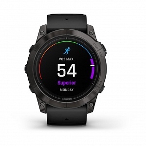 Смарт часы Garmin Epix Pro (Gen 2) Sapphire Edition 51 мм, титановый угольно-серый, DLC, черный силиконовый ремешок